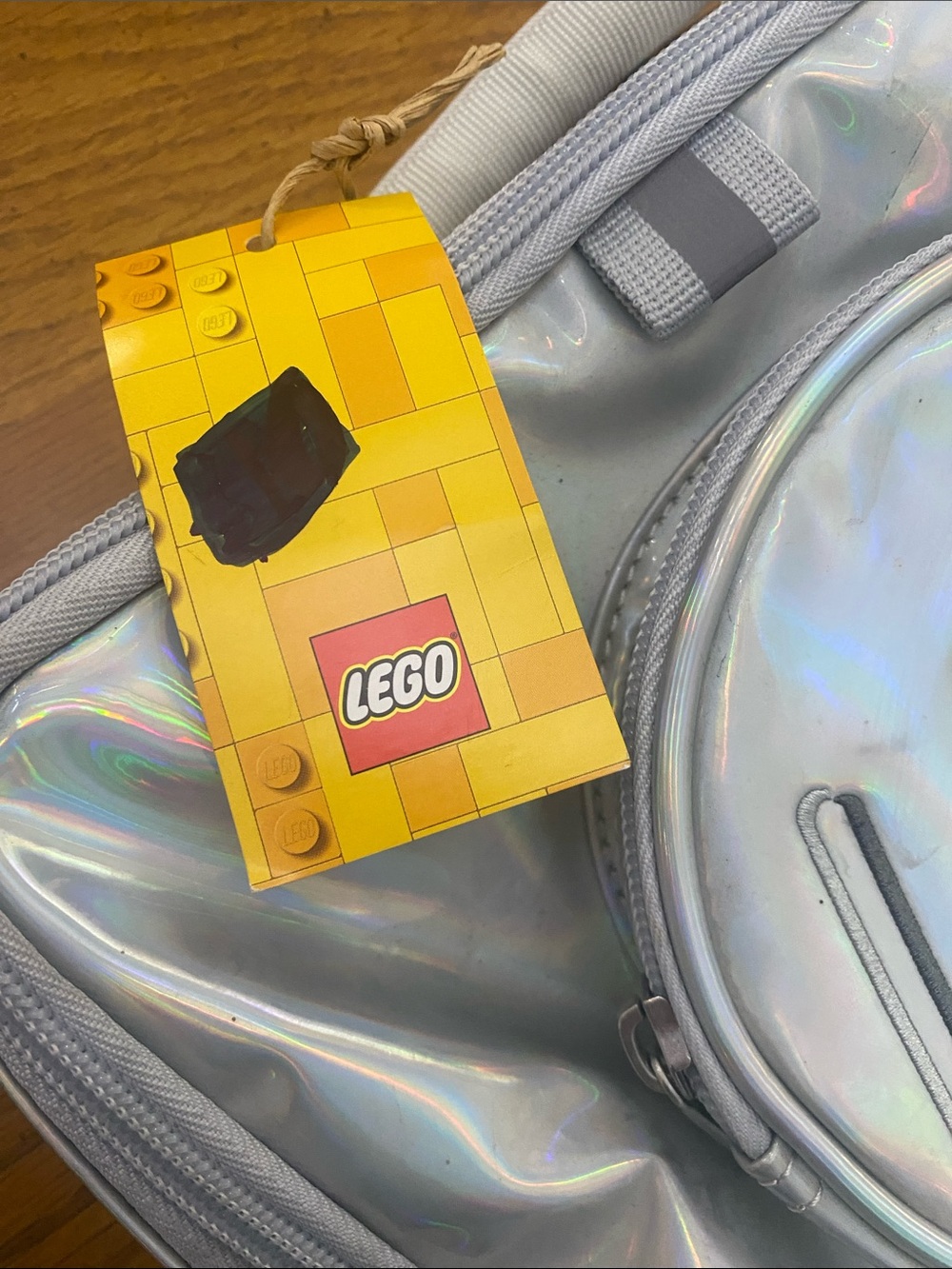 Lego Holographic Silver Backpack with Round Logo Pockets NWT - Picture 7 of 12